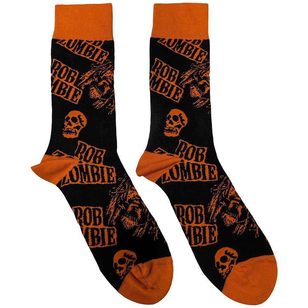 Rob Zombie Skull Face Orange Socks Officially Licensed