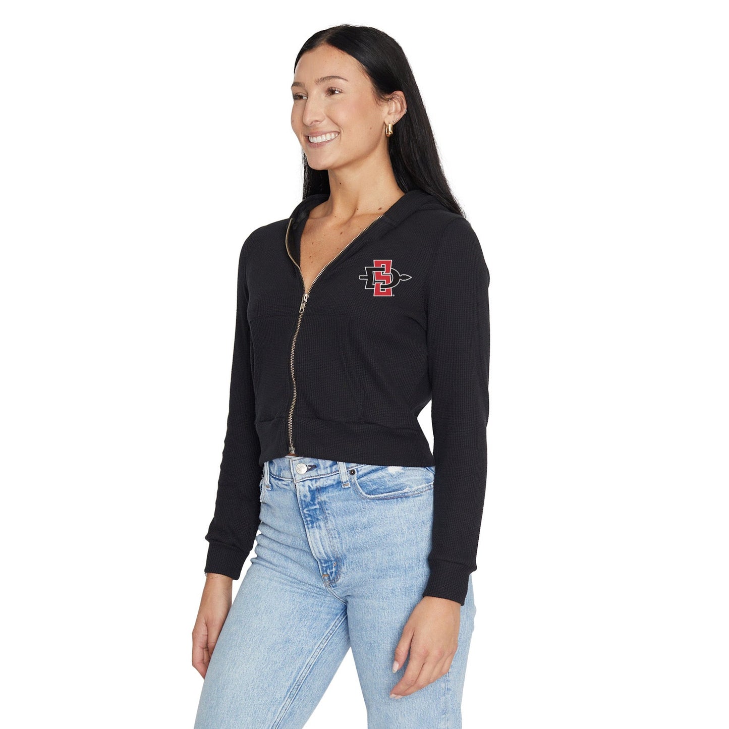 San Diego State Aztecs Waffle Knit Zip Up Womens Hoodie Officially Licensed