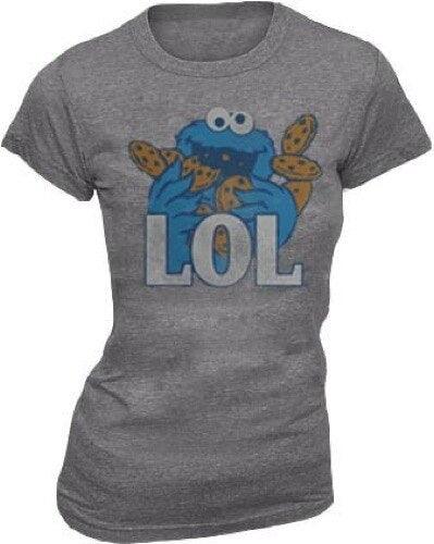 Sesame Street Cookie Monster LOL Heather Gray Juniors T-shirt
