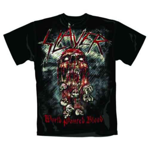 SLAYER World Painted Blood Skull Mens T Shirt Officially Licensed
