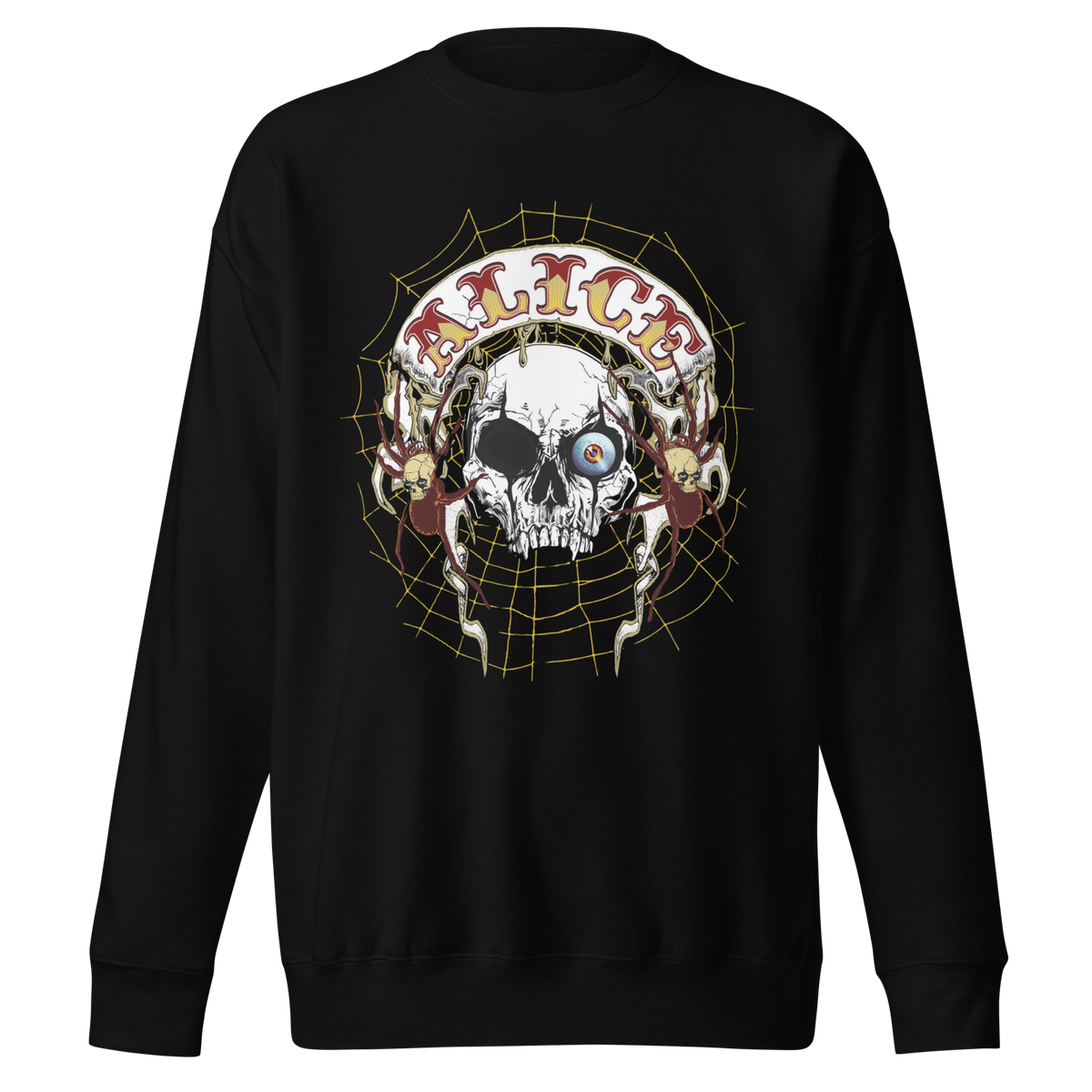 Stakes Alice Cooper One Eyed Skull Jumbo Print Crewneck Sweatshirt Officially Licensed