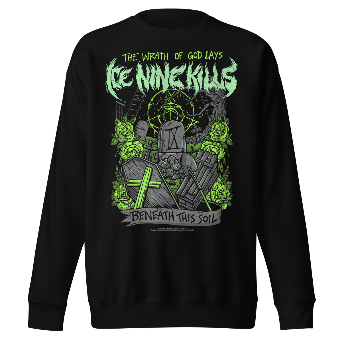Stakes Ice Nine Kills Green Wrath Jumbo Print Crewneck Sweatshirt Officially Licensed