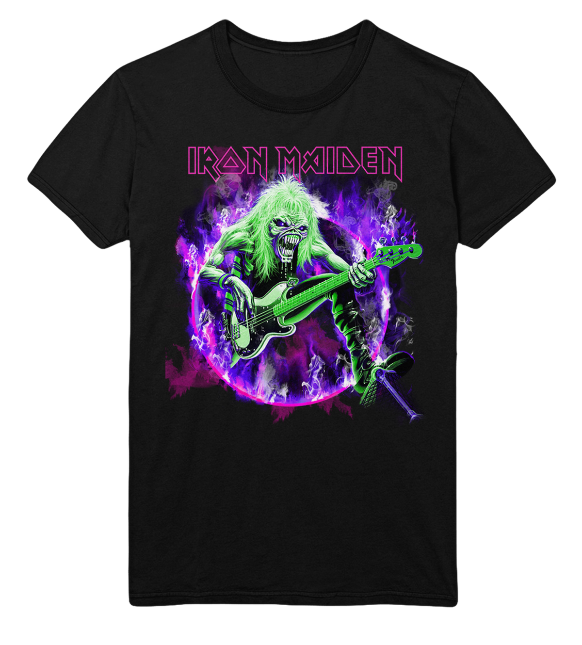 Stakes Iron Maiden Purple Guitar Jumbo Print Mens T Shirt Officially Licensed