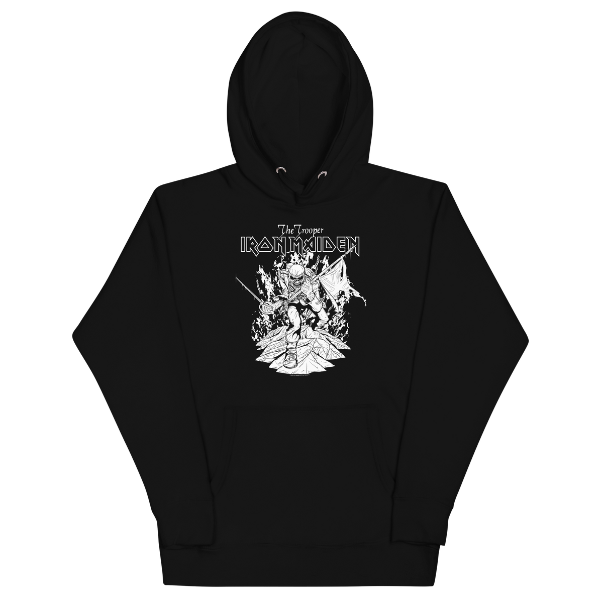 Stakes Iron Maiden Trooper Black and White Classic Hoodie Sweatshirt Officially Licensed