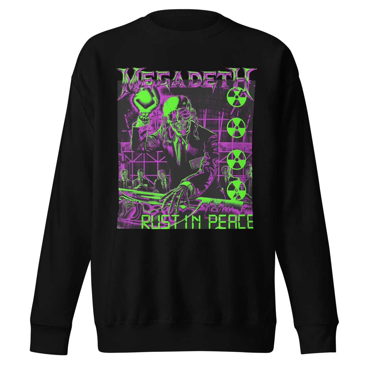 Stakes Megadeth Neon Rust Jumbo Print Crewneck Sweatshirt Officially Licensed