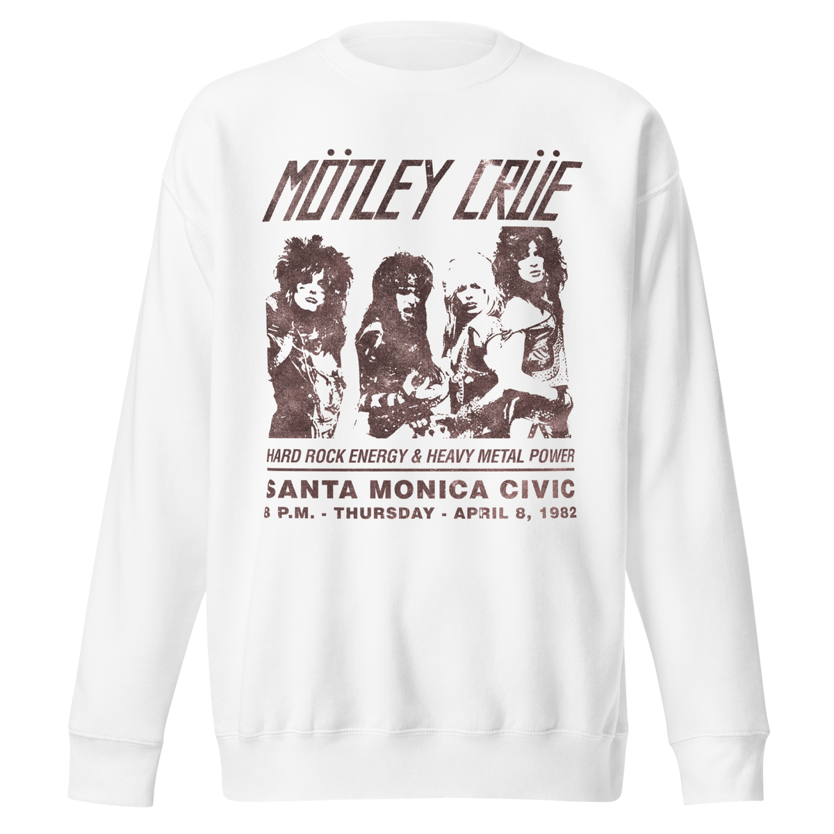 Stakes Motley Crue '82 Santa Monica Jumbo Print Crewneck Sweatshirt Officially Licensed