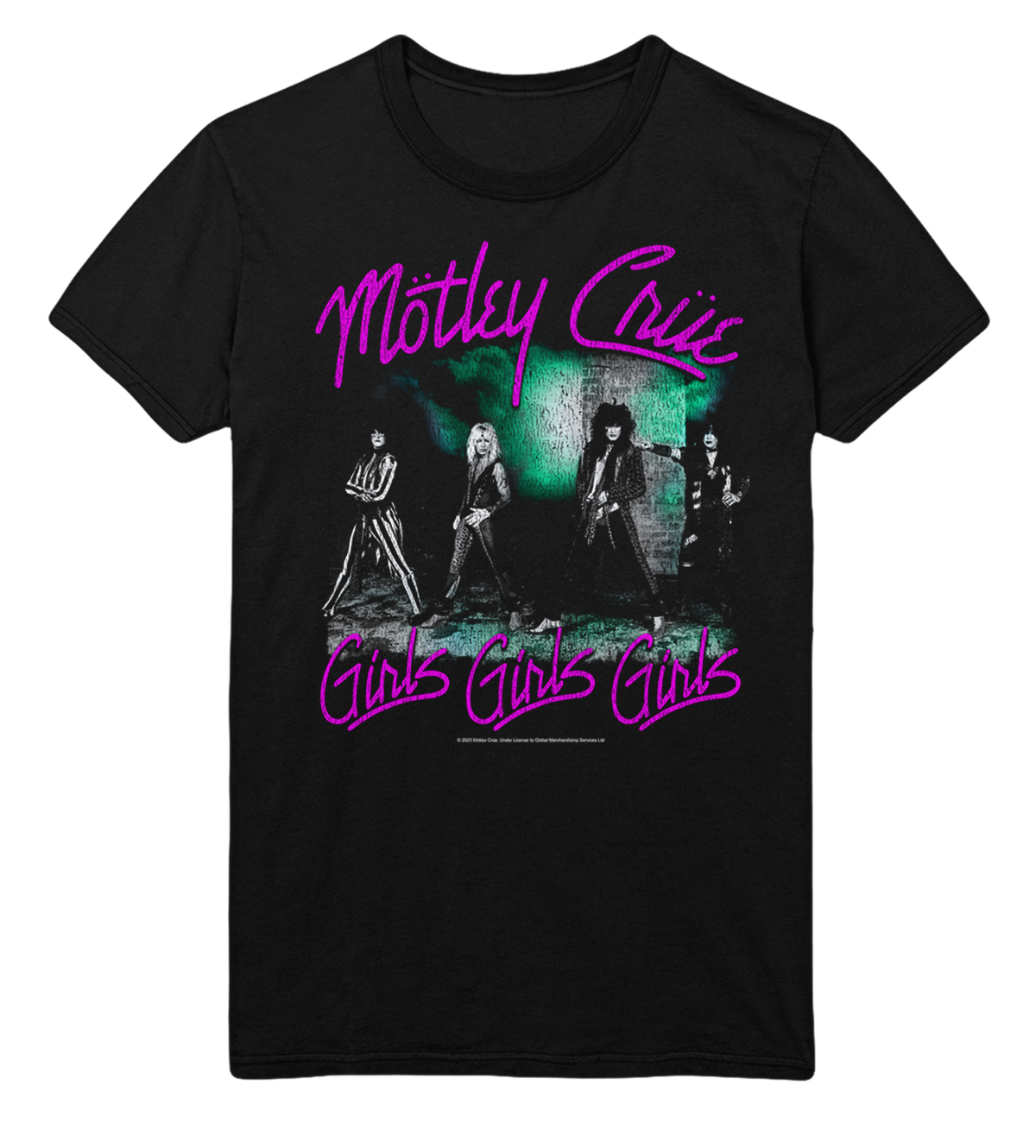 Stakes Motley Crue Pink Girls Jumbo Print Mens T Shirt Officially Licensed