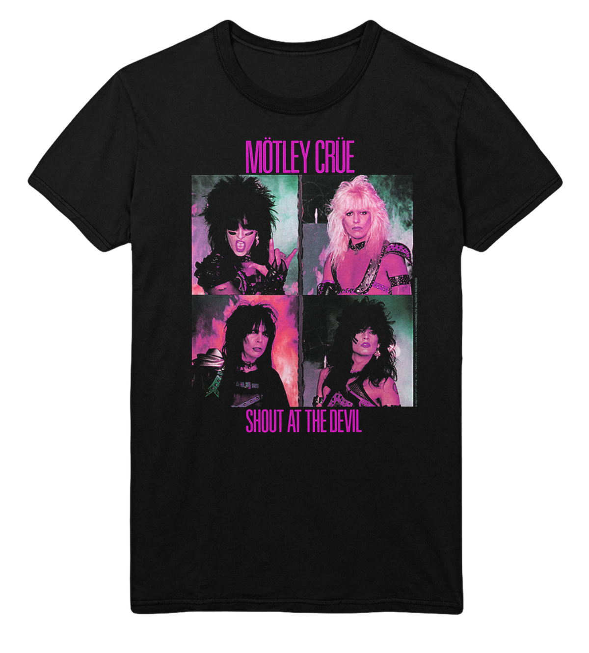 Stakes Motley Crue Pink Shout Jumbo Print Mens T Shirt Officially Licensed