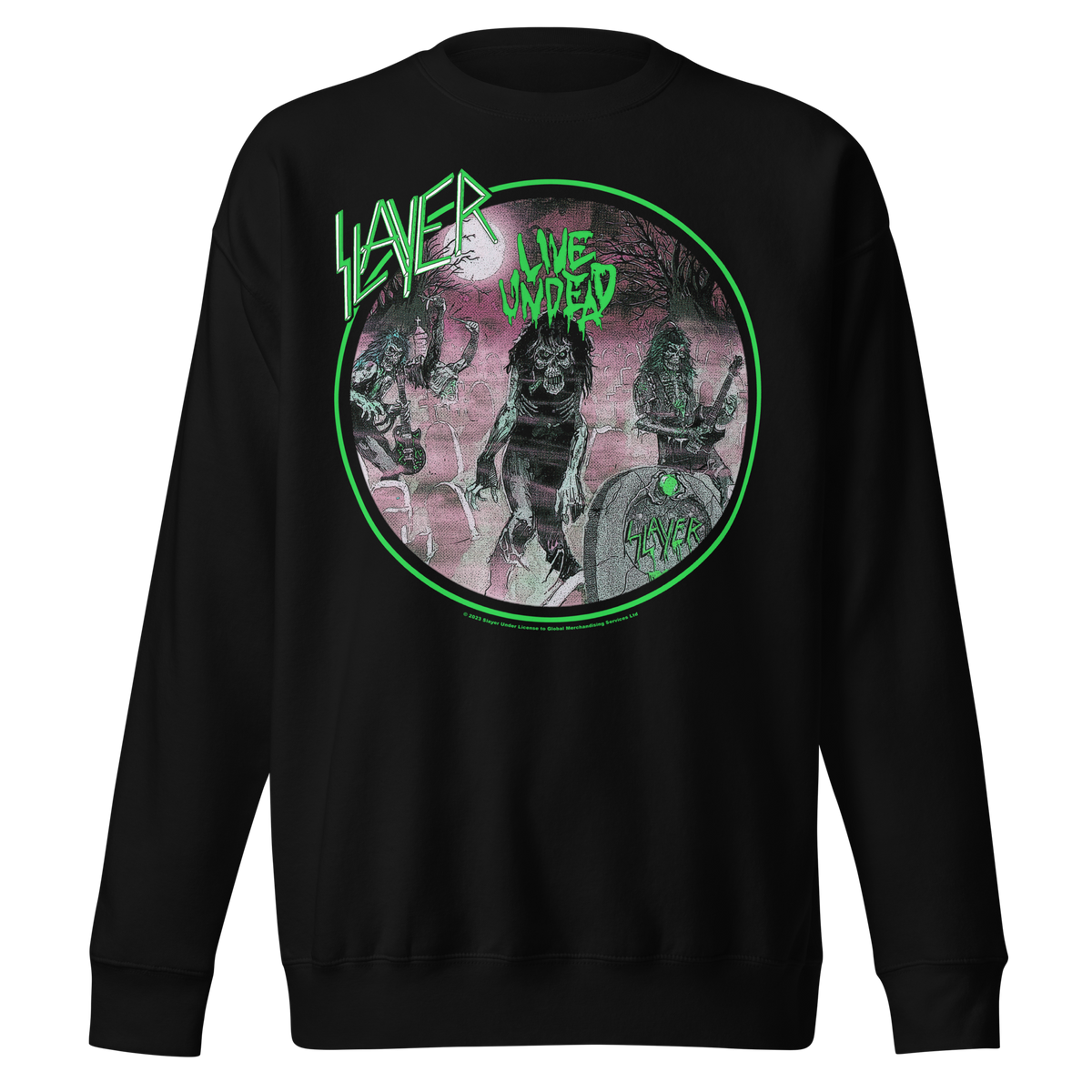 Stakes Slayer Neon Green Undead Jumbo Print Crewneck Sweatshirt Officially Licensed