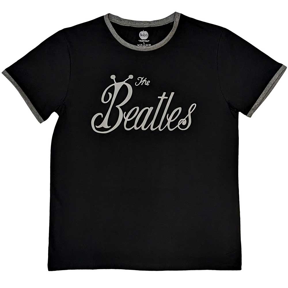 The Beatles Bug Logo Mens Ringer T Shirt Black Officially Licensed