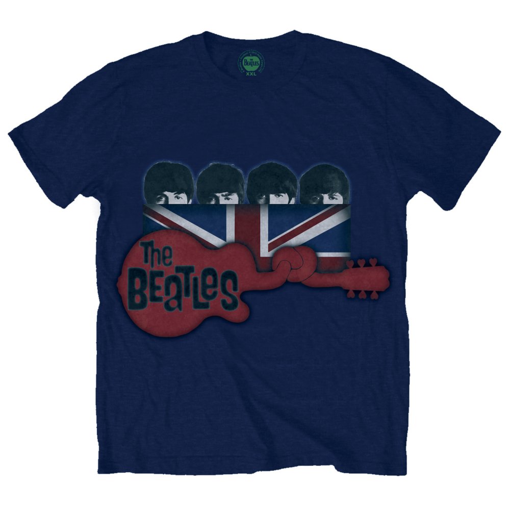 The Beatles Guitar & Flag Mens T Shirt Officially Licensed