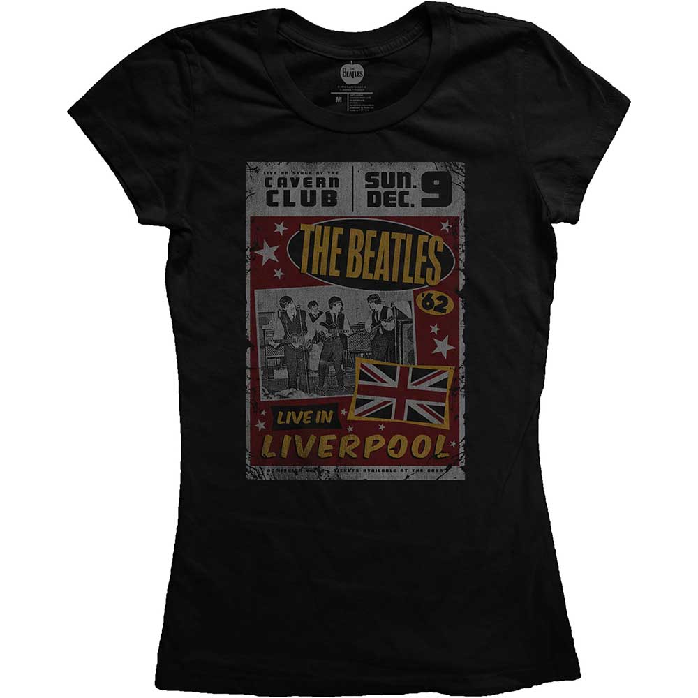 The Beatles Live in Liverpool Womens T Shirt Officially Licensed