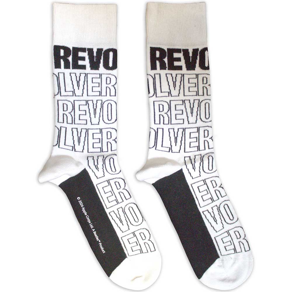 The Beatles Revolver Text Outlines Repeat Socks Officially Licensed