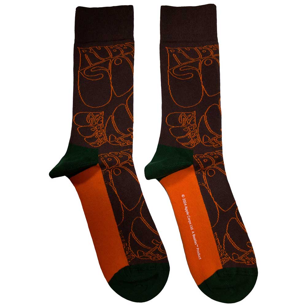 The Beatles Rubber Soul Text Outlines Repeat Socks Officially Licensed