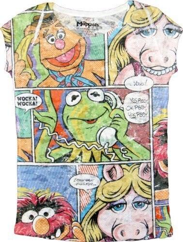 The Muppets Comics Squares White Sublimation Burnout T-shirt
