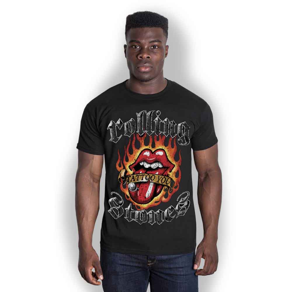 The Rolling Stones Flaming Tattoo Tongue Mens T Shirt Officially Licensed