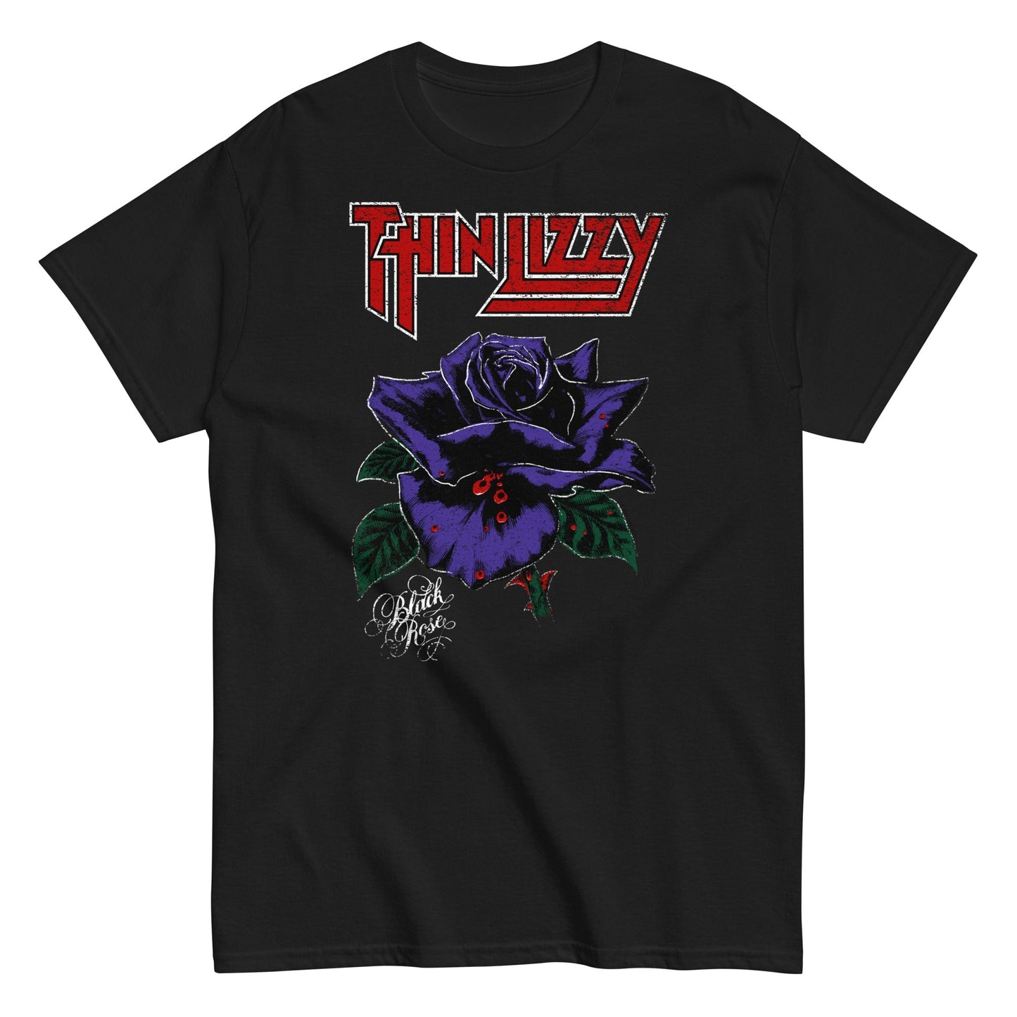 Thin Lizzy Purple Rose Officially Licensed Mens T Shirt Black