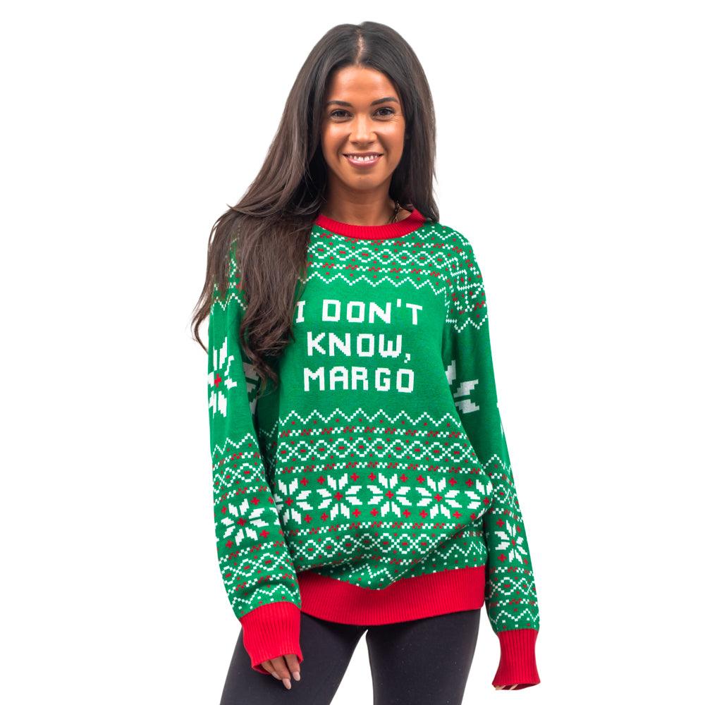 Todd and Margo Why is The Carpet Wet I DonŸ??t Know Knitted Ugly Christmas Sweater