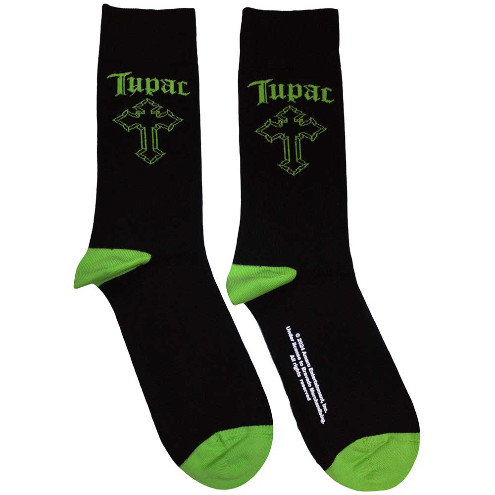 Tupac Green Cross Socks Officially Licensed