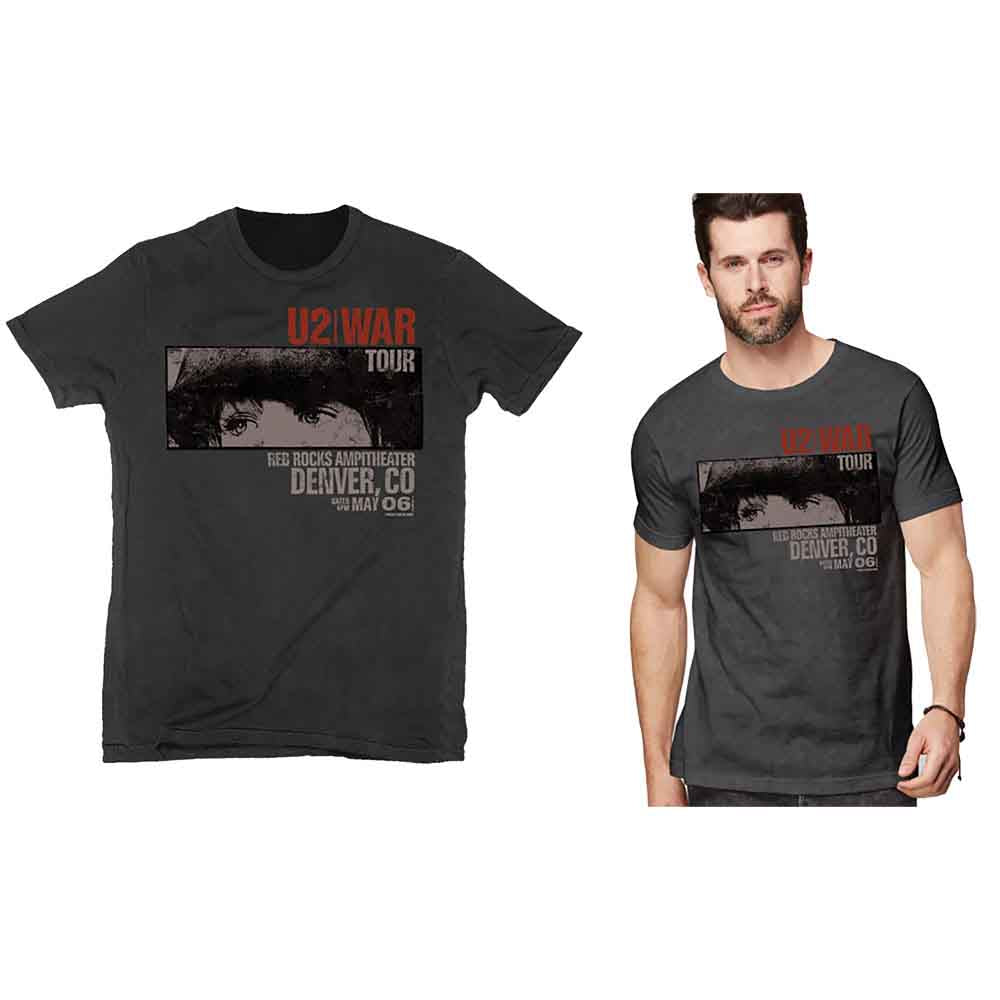 U2 War Red Rocks Mens T Shirt Black Officially Licensed
