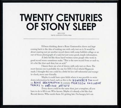 Twenty Centuries Of Stony Sleep Music CD
