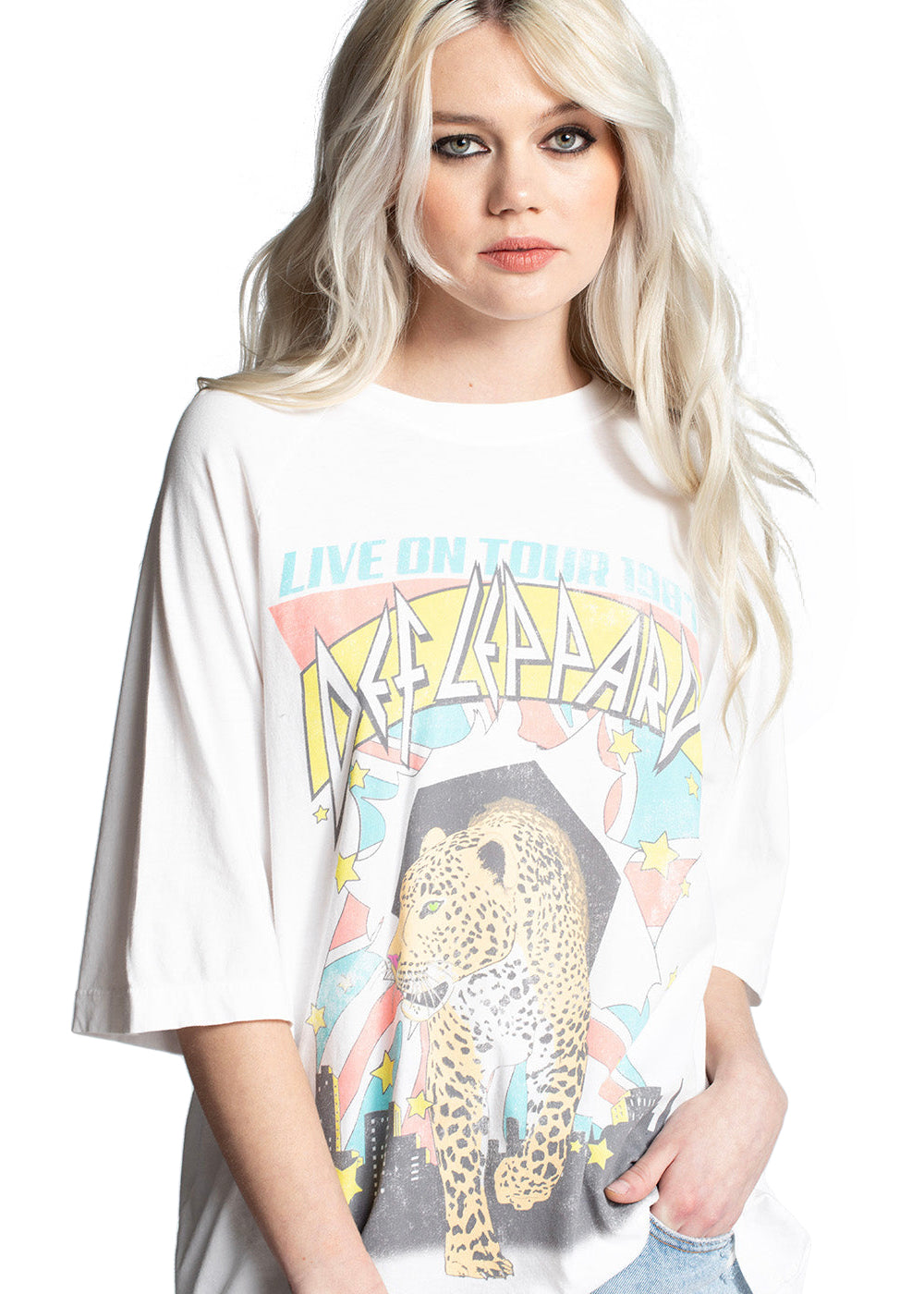 Def Leppard Live On Tour One Size Womens Tee Shirt by Recycled Karma