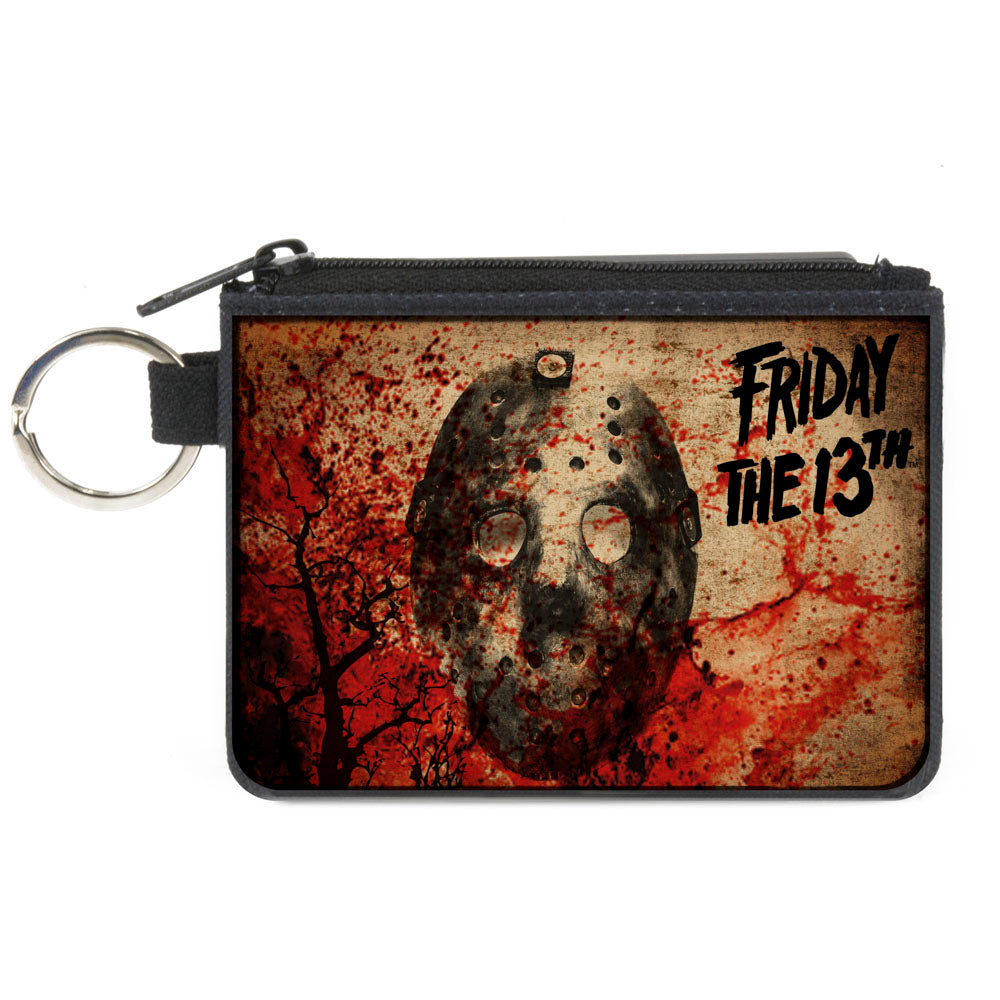 Friday The 13th Jason Mask Blood Splatter Canvas Zipper Wallet