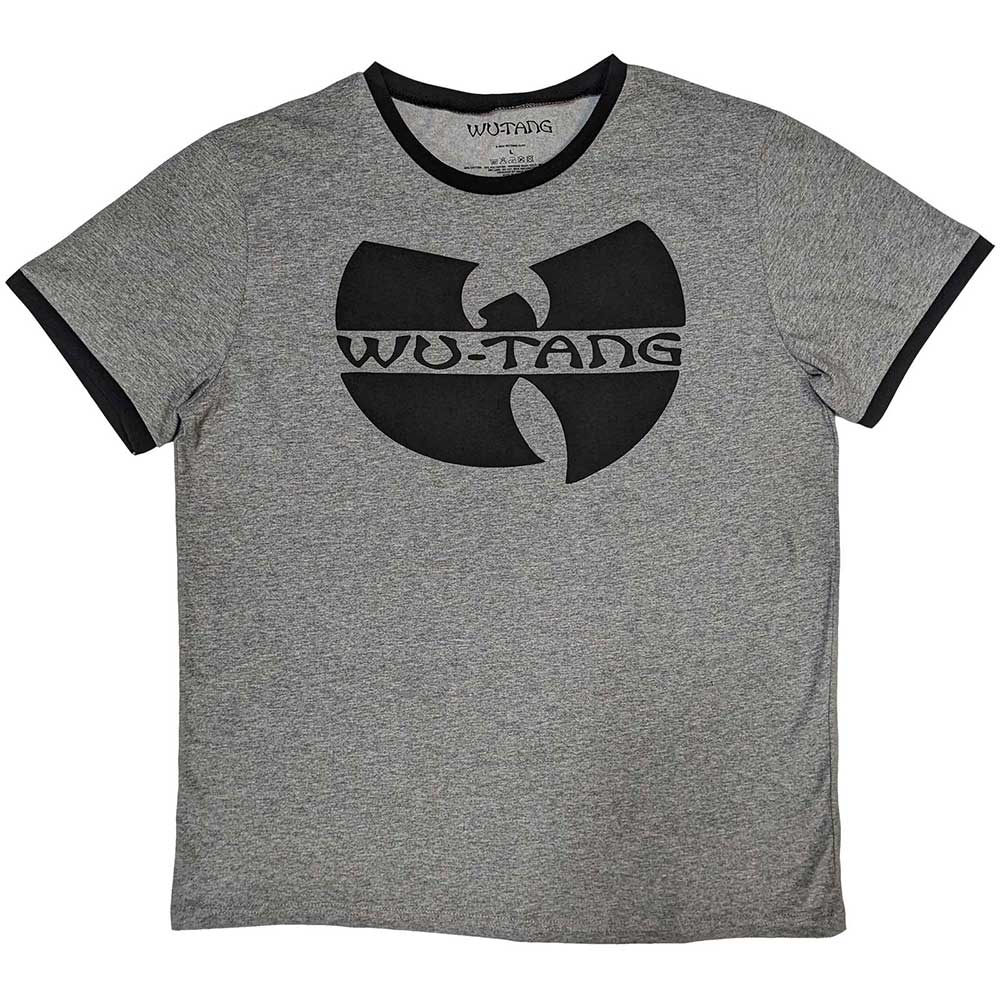 Wu-tang Clan Logo Mens Ringer T Shirt Grey Officially Licensed
