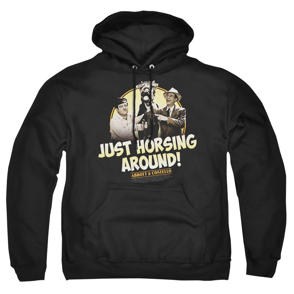 Abbott & Costello Horsing Around Mens Hoodie Black Officially Licensed