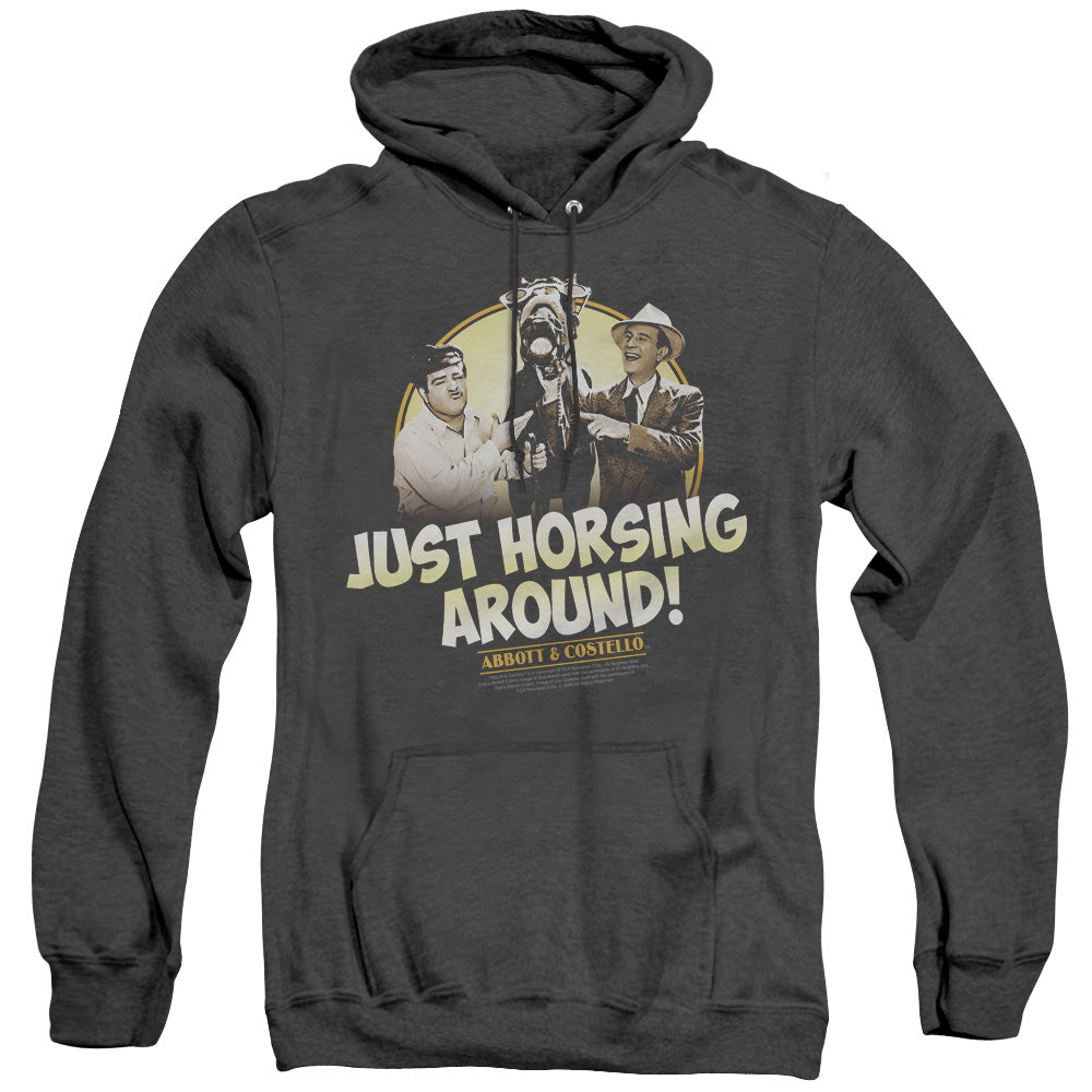 Abbott & Costello Horsing Around Mens Heather Hoodie Black Officially Licensed