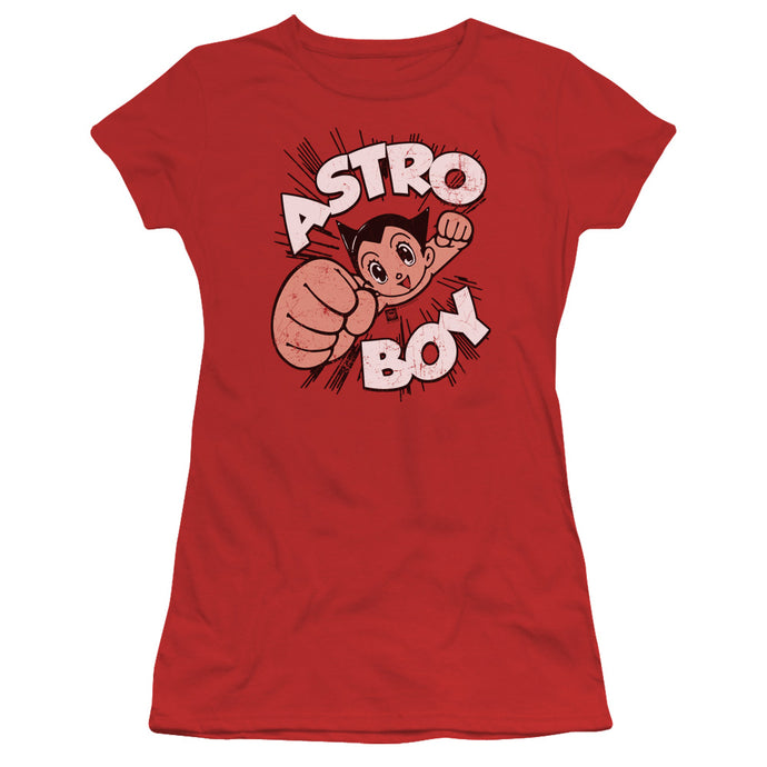 Astro Boy Flying Junior Sheer Cap Sleeve Womens T Shirt Red