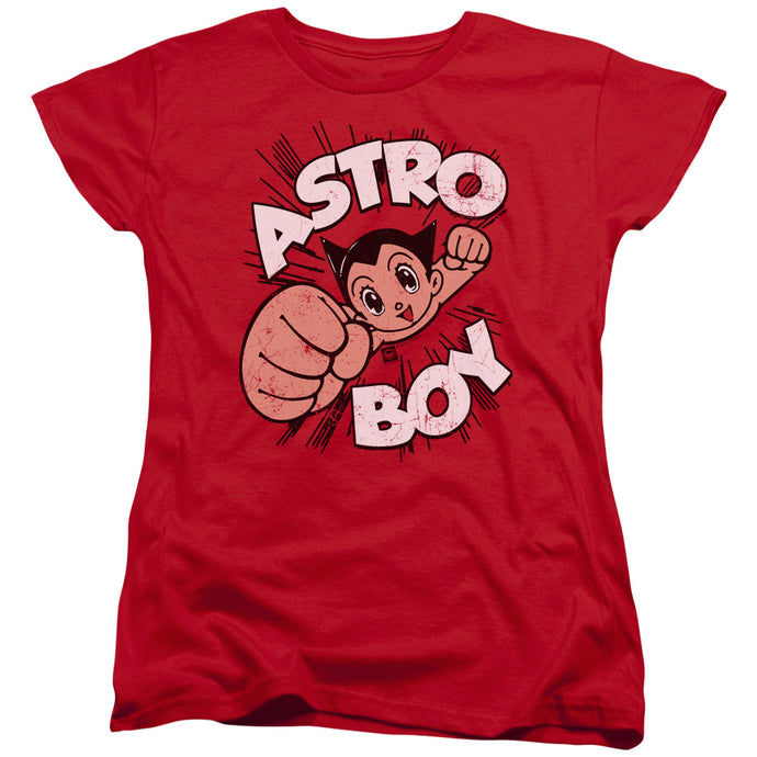 Astro Boy Flying Womens T Shirt Red