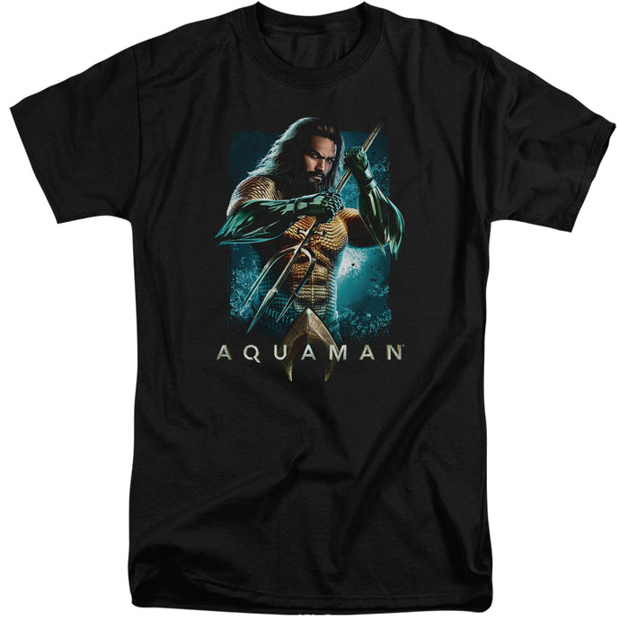 Aquaman Movie Trident Mens Tall T Shirt Black