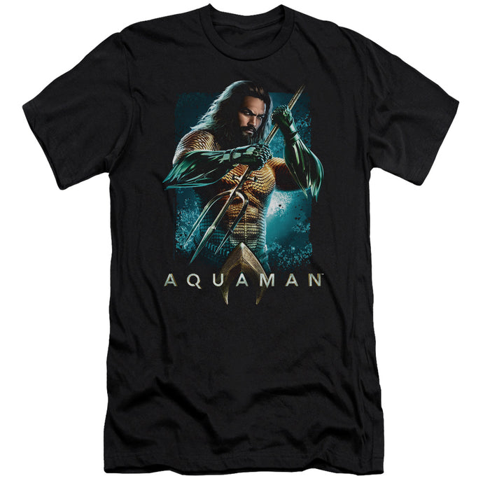 Aquaman Movie Trident Slim Fit Mens T Shirt Black