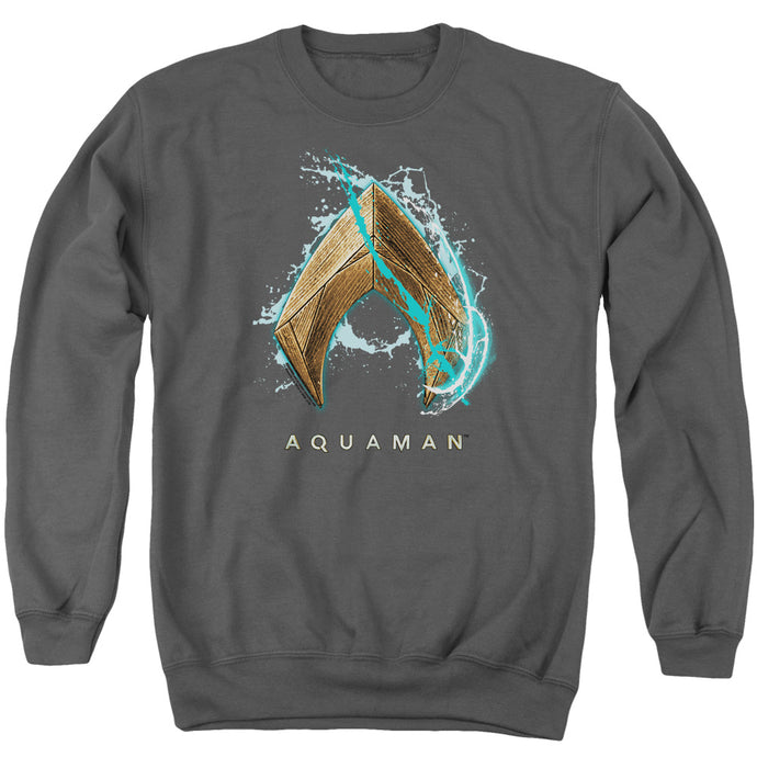 Aquaman Movie Water Shield Mens Crewneck Sweatshirt Charcoal