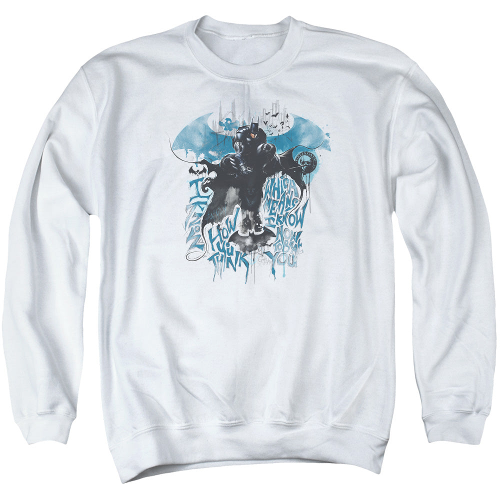Batman Arkham Knight I Know Mens Crewneck Sweatshirt White