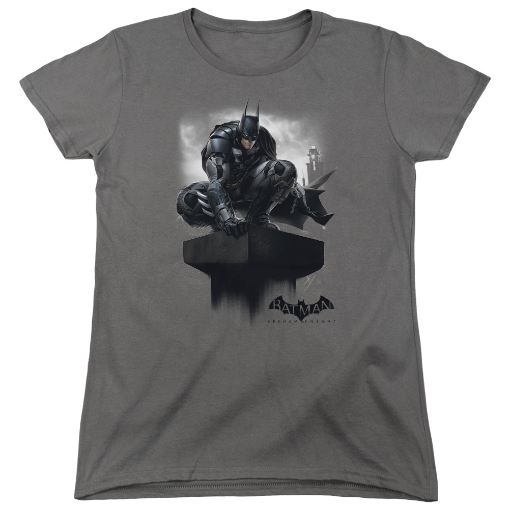Batman Arkham Knight Perched Womens T Shirt Charcoal
