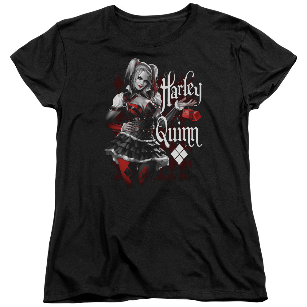 Batman Arkham Knight Dice Womens T Shirt Black