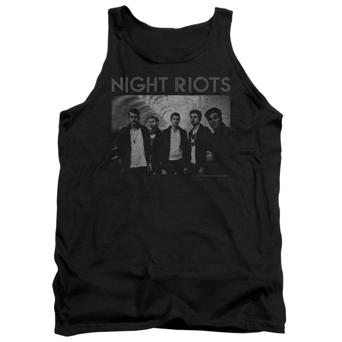 Night Riots Greyscale Mens Tank Top Shirt Black