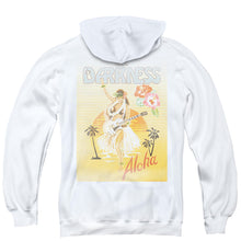 Load image into Gallery viewer, The Darkness Aloha Back Print Zipper Mens Hoodie White