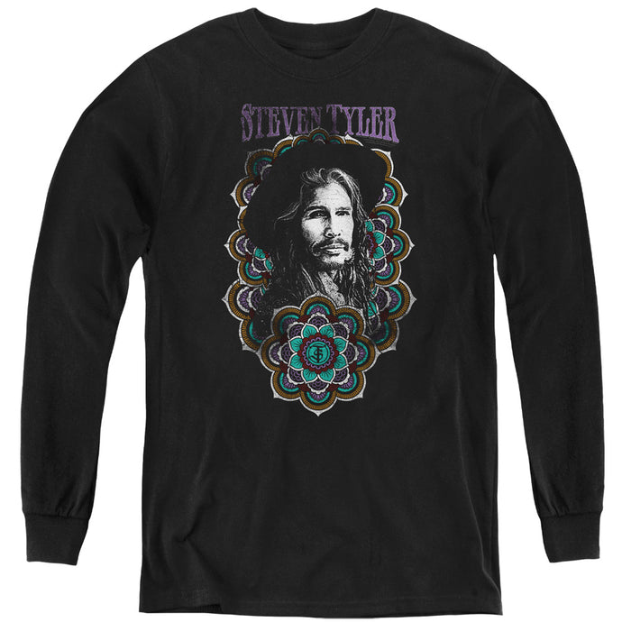 Steven Tyler Mandala Long Sleeve Kids Youth T Shirt Black