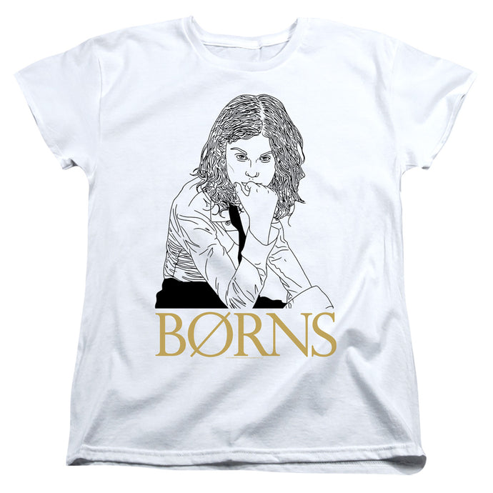 Borns Outline Womens T Shirt White