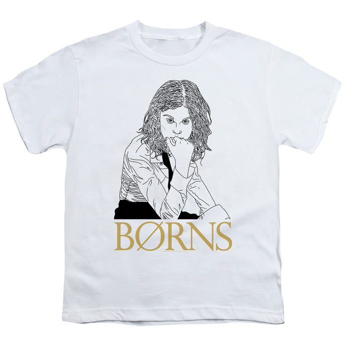 Borns Outline Kids Youth T Shirt White
