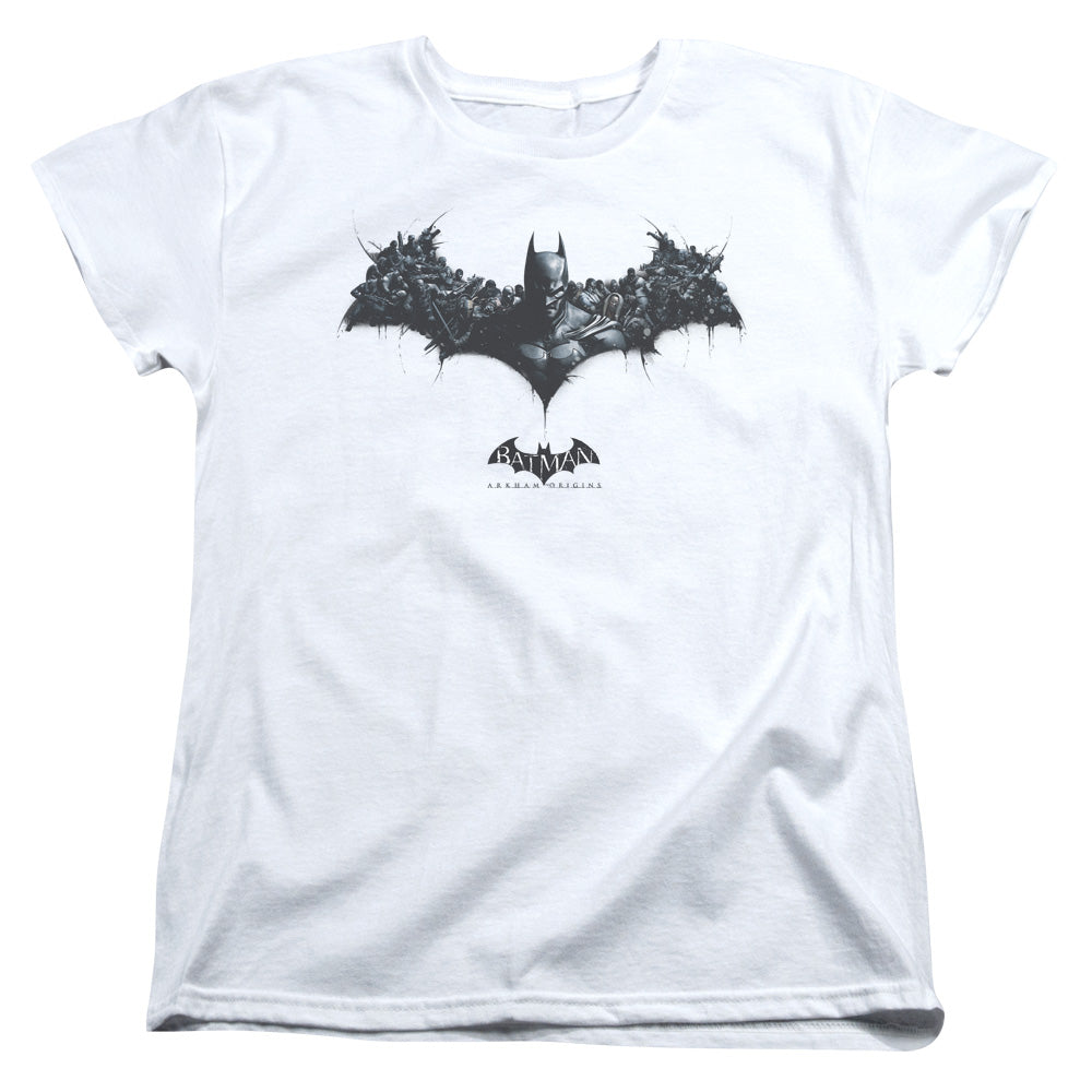 Batman Arkham Origins Bat Of Enemies Womens T Shirt White