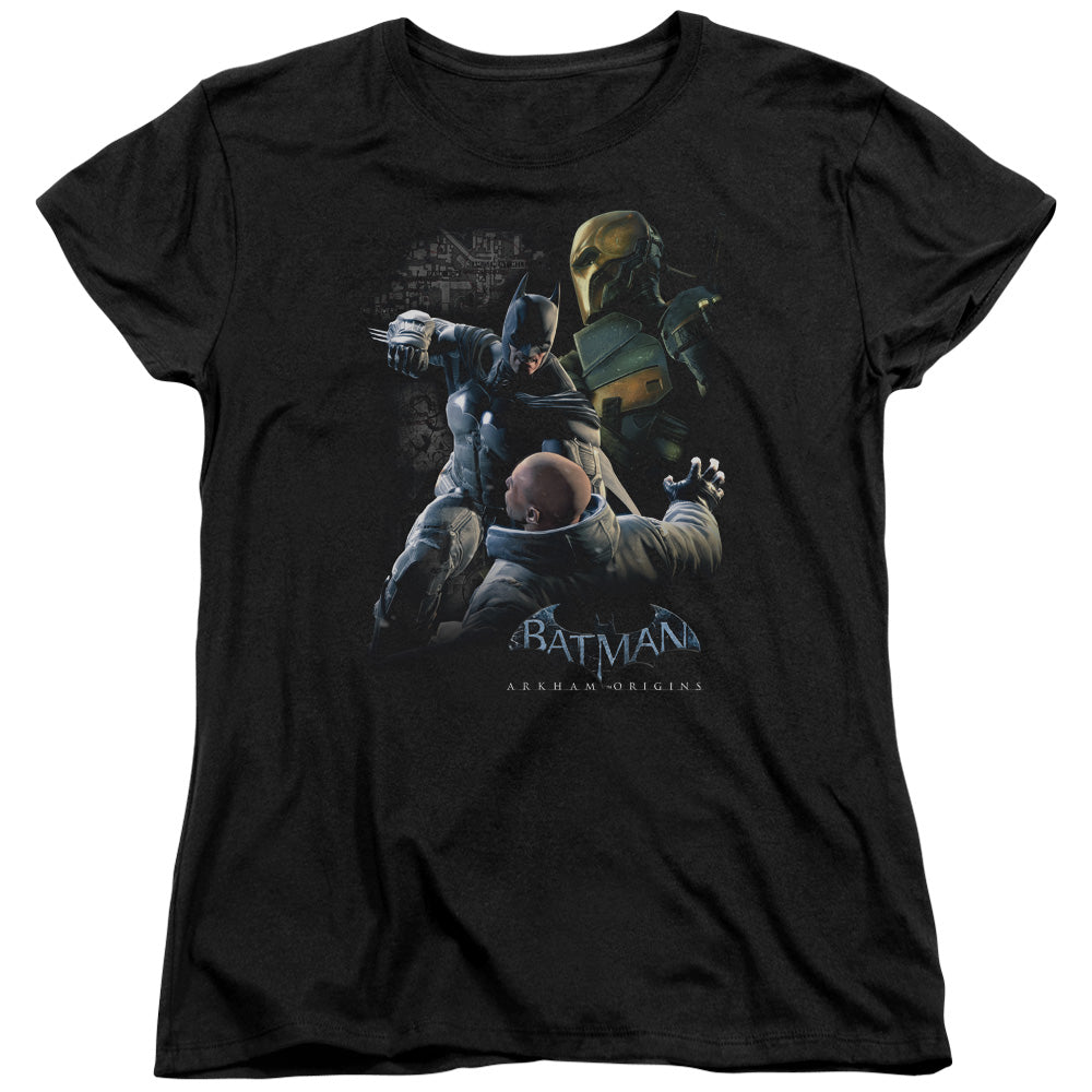Batman Arkham Origins Punch Womens T Shirt Black