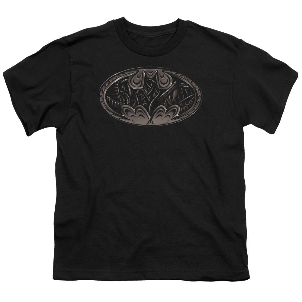 Batman Bio Mech Bat Shield Kids Youth T Shirt Black
