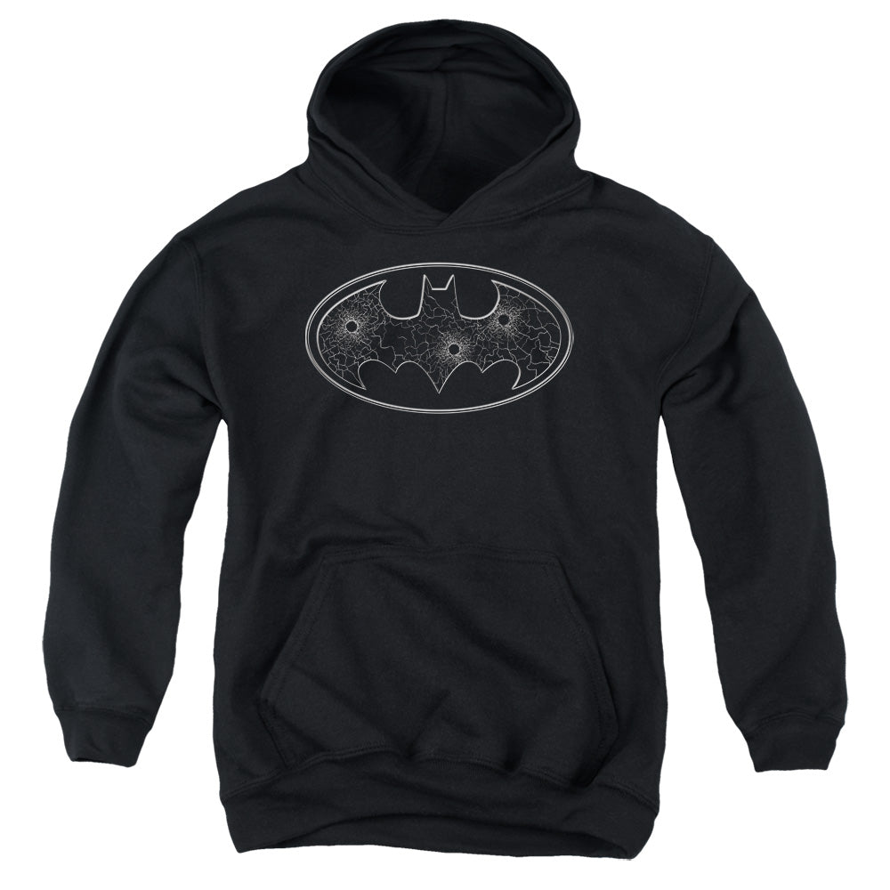 Batman Glass Hole Logo Kids Youth Hoodie Black