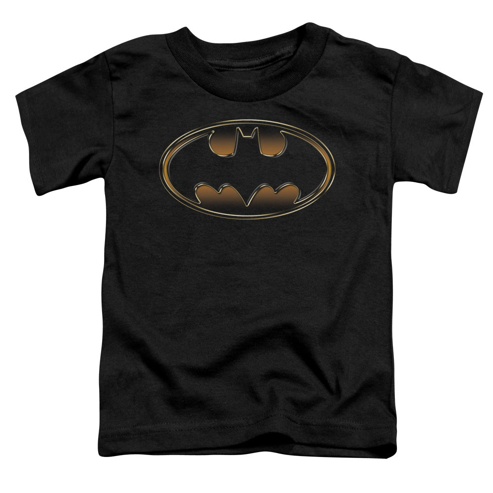 Batman Black & Gold Embossed Toddler Kids Youth T Shirt Black