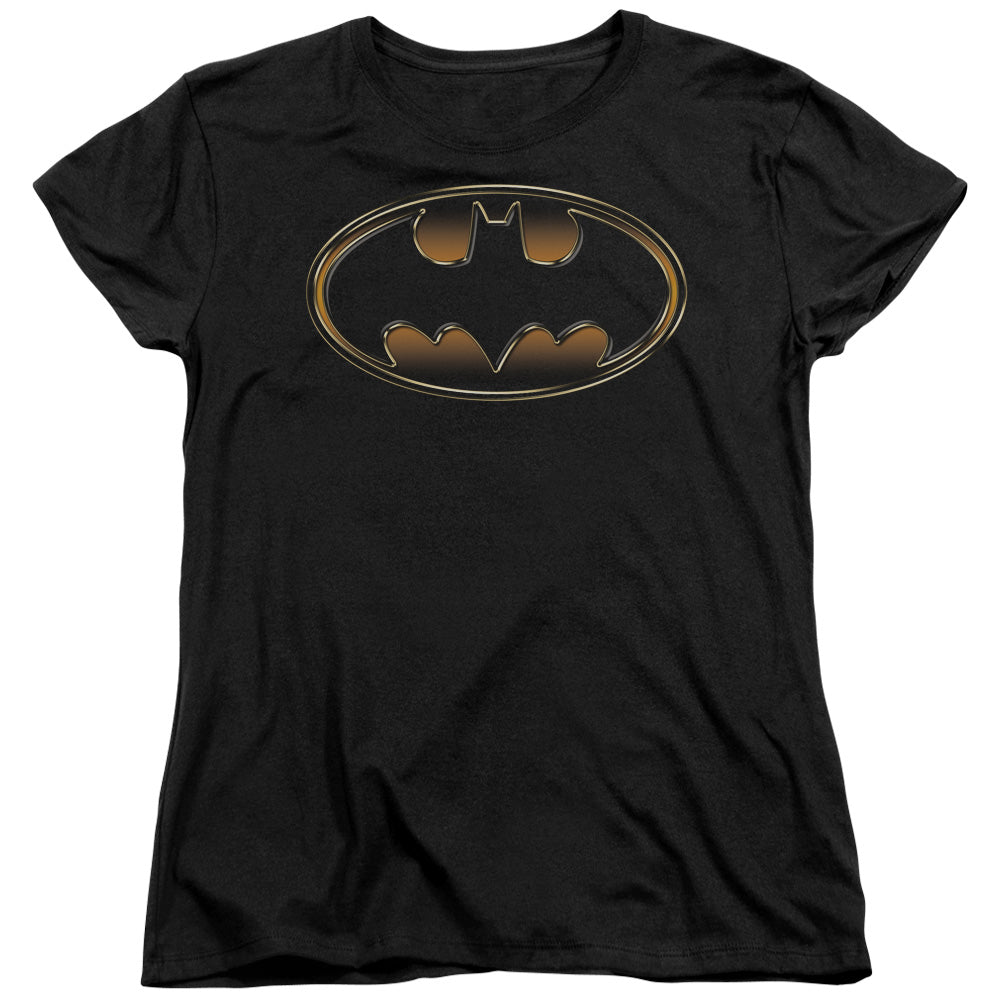 Batman Black & Gold Embossed Womens T Shirt Black