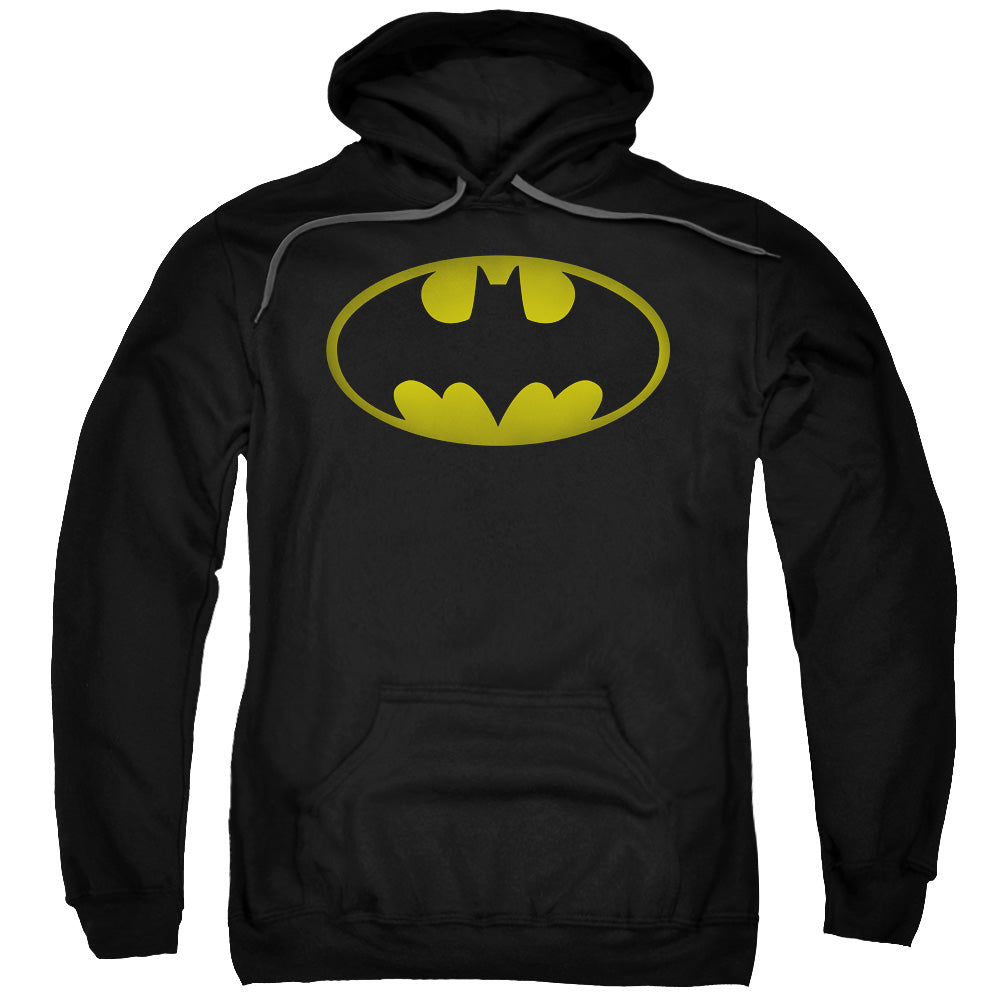 Batman Washed Bat Logo Mens Hoodie Black